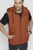 Купить Жилетка утепленная спортивная мужская оранжевого цвета 1019O, фото 8