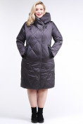 Купить Куртка зимняя женская стеганная темно-серого цвета 105-917_58TC