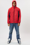 Купить Ветровка спортивная с капюшоном мужская красного цвета 10821Kr, фото 11