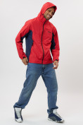 Купить Ветровка спортивная с капюшоном мужская красного цвета 10821Kr, фото 12