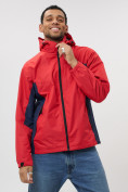 Купить Ветровка спортивная с капюшоном мужская красного цвета 10821Kr, фото 13