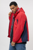 Купить Ветровка спортивная с капюшоном мужская красного цвета 10821Kr, фото 18