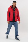 Купить Ветровка спортивная с капюшоном мужская красного цвета 10821Kr, фото 3
