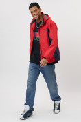 Купить Ветровка спортивная с капюшоном мужская красного цвета 10821Kr, фото 4