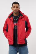 Купить Ветровка спортивная с капюшоном мужская красного цвета 10821Kr, фото 6