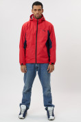 Купить Ветровка спортивная с капюшоном мужская красного цвета 10821Kr, фото 9