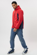 Купить Ветровка спортивная с капюшоном мужская красного цвета 10821Kr, фото 10