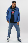 Купить Ветровка спортивная с капюшоном мужская синего цвета 10821S, фото 2