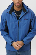 Купить Ветровка спортивная с капюшоном мужская синего цвета 10821S, фото 12