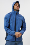 Купить Ветровка спортивная с капюшоном мужская синего цвета 10821S, фото 15