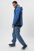 Купить Ветровка спортивная с капюшоном мужская синего цвета 10821S, фото 4