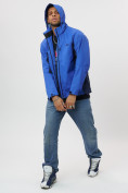 Купить Ветровка спортивная с капюшоном мужская светло-синего цвета 10821Si, фото 2