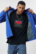 Купить Ветровка спортивная с капюшоном мужская светло-синего цвета 10821Si, фото 16