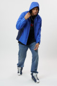 Купить Ветровка спортивная с капюшоном мужская светло-синего цвета 10821Si, фото 3