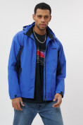 Купить Ветровка спортивная с капюшоном мужская светло-синего цвета 10821Si