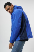 Купить Ветровка спортивная с капюшоном мужская светло-синего цвета 10821Si, фото 7