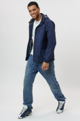 Купить Ветровка спортивная с капюшоном мужская темно-синего цвета 10821TS, фото 2