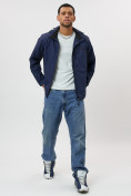 Купить Ветровка спортивная с капюшоном мужская темно-синего цвета 10821TS, фото 3