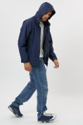 Купить Ветровка спортивная с капюшоном мужская темно-синего цвета 10821TS, фото 4