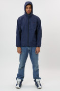 Купить Ветровка спортивная с капюшоном мужская темно-синего цвета 10821TS, фото 6