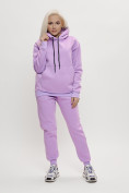 Купить Трикотажный спортивный костюм женский с начесом фиолетового цвета 1084F