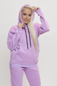 Купить Трикотажный спортивный костюм женский с начесом фиолетового цвета 1084F, фото 10