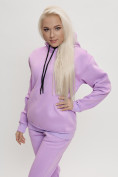Купить Трикотажный спортивный костюм женский с начесом фиолетового цвета 1084F, фото 12