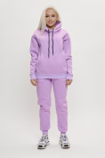 Купить Трикотажный спортивный костюм женский с начесом фиолетового цвета 1084F, фото 2