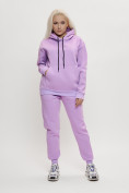 Купить Трикотажный спортивный костюм женский с начесом фиолетового цвета 1084F, фото 3