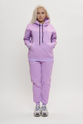 Купить Трикотажный спортивный костюм женский с начесом фиолетового цвета 1084F, фото 4