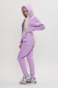 Купить Трикотажный спортивный костюм женский с начесом фиолетового цвета 1084F, фото 9
