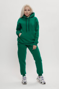 Купить Трикотажный спортивный костюм женский с начесом темно-зеленого цвета 1084TZ, фото 3