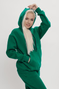 Купить Трикотажный спортивный костюм женский с начесом темно-зеленого цвета 1084TZ, фото 11