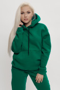Купить Трикотажный спортивный костюм женский с начесом темно-зеленого цвета 1084TZ, фото 12