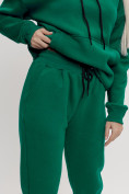 Купить Трикотажный спортивный костюм женский с начесом темно-зеленого цвета 1084TZ, фото 14