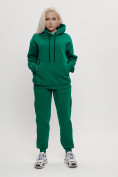 Купить Трикотажный спортивный костюм женский с начесом темно-зеленого цвета 1084TZ, фото 4
