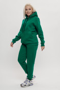 Купить Трикотажный спортивный костюм женский с начесом темно-зеленого цвета 1084TZ, фото 5