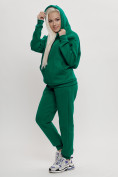 Купить Трикотажный спортивный костюм женский с начесом темно-зеленого цвета 1084TZ, фото 8