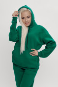 Купить Трикотажный спортивный костюм женский с начесом темно-зеленого цвета 1084TZ, фото 9
