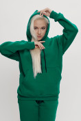 Купить Трикотажный спортивный костюм женский с начесом темно-зеленого цвета 1084TZ, фото 10