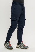 Купить Брюки джоггеры с начесом мужские зимние темно-синего цвета 1095TS, фото 2