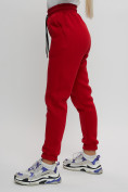 Купить Джоггеры женские на флисе зимние красного цвета 1097Kr, фото 4