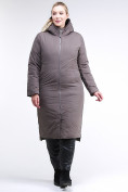 Купить Куртка зимняя женская удлиненная коричневого цвета 112-919_48K