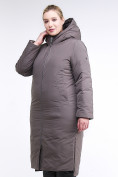Купить Куртка зимняя женская удлиненная коричневого цвета 112-919_48K, фото 3