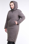 Купить Куртка зимняя женская удлиненная коричневого цвета 112-919_48K, фото 5