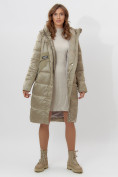 Купить Пальто утепленное женское зимние бежевого цвета 11201B, фото 4