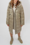 Купить Пальто утепленное женское зимние бежевого цвета 11201B, фото 13
