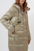 Купить Пальто утепленное женское зимние бежевого цвета 11201B, фото 17