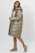Купить Пальто утепленное женское зимние бежевого цвета 11201B, фото 3