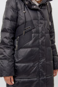 Купить Пальто утепленное женское зимние черного цвета 11201Ch, фото 7